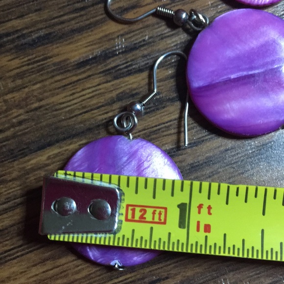 Purple Pink Shell Necklace & Earrings Set - Picture 9 of 11